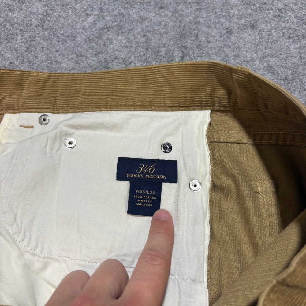 Brooks Brothers 346 Mens Tan Corduroy Pants 36x32 Cotton 5 Pocket Trousers